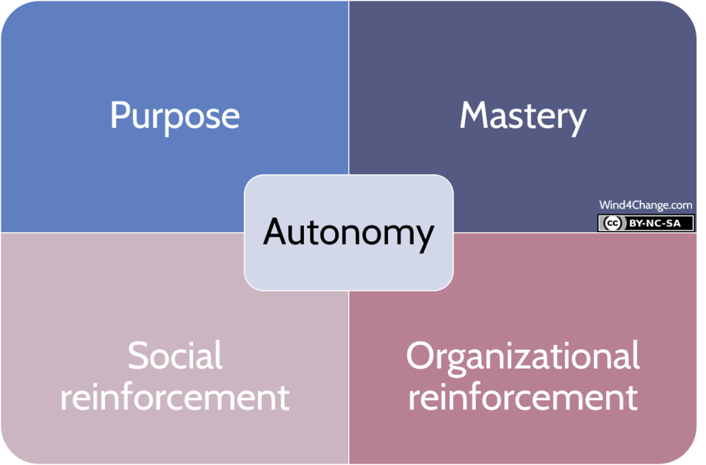 This influence model has 5 dimensions: Purpose, Mastery, Autonomy, Social and Organizational reinforcements.