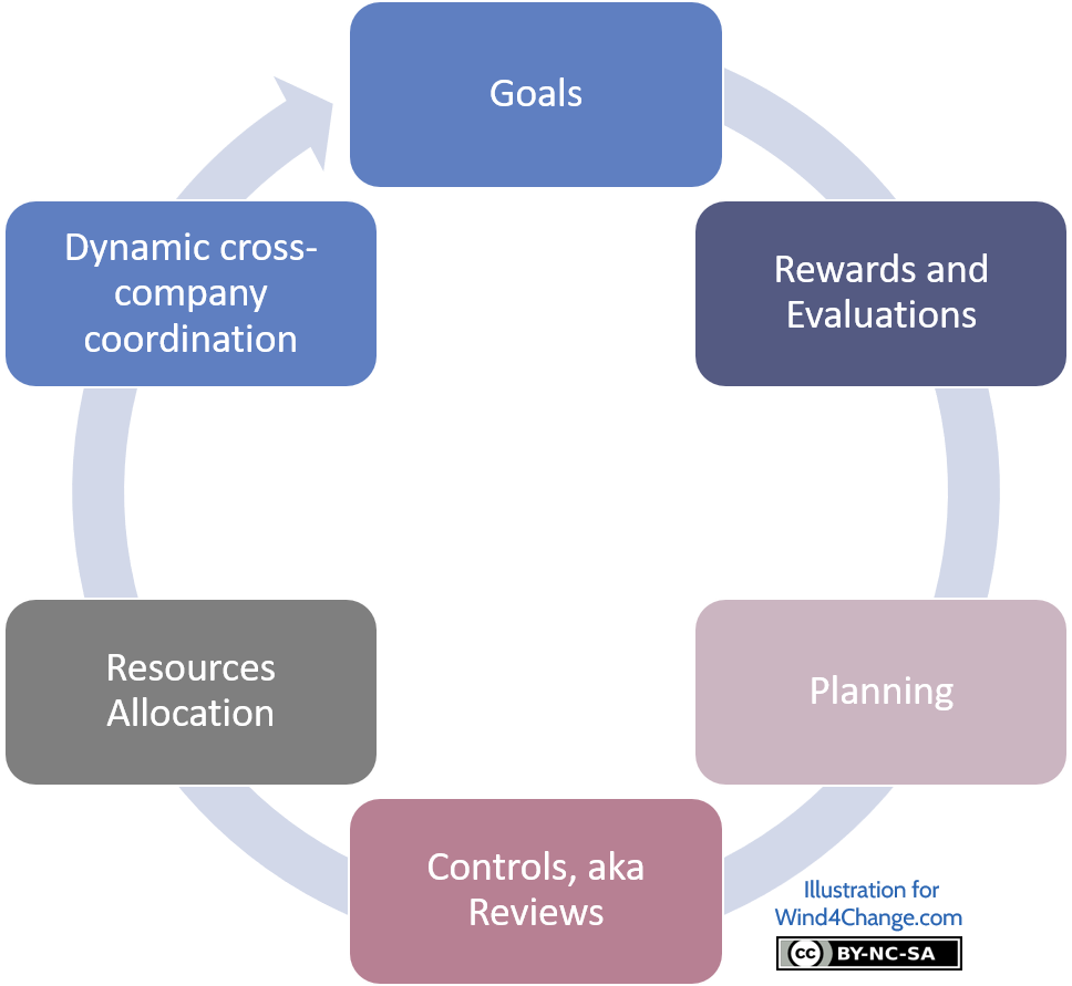 The 12 principles of Beyond Budgeting. Process principles cover: Goals, Rewards and Evaluations, Planning, Controls aka Reviews, Resources Allocation, and finally, Dynamic Cross-Company Coordination.