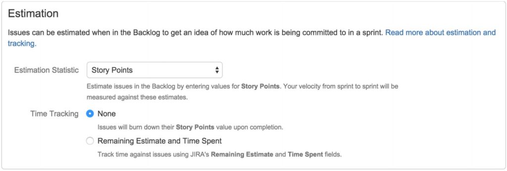 Jira Board Configuration - Estimation Parameter