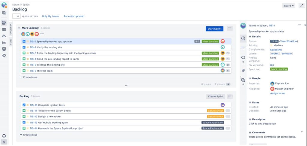 Jira Project - Scrum Backlog