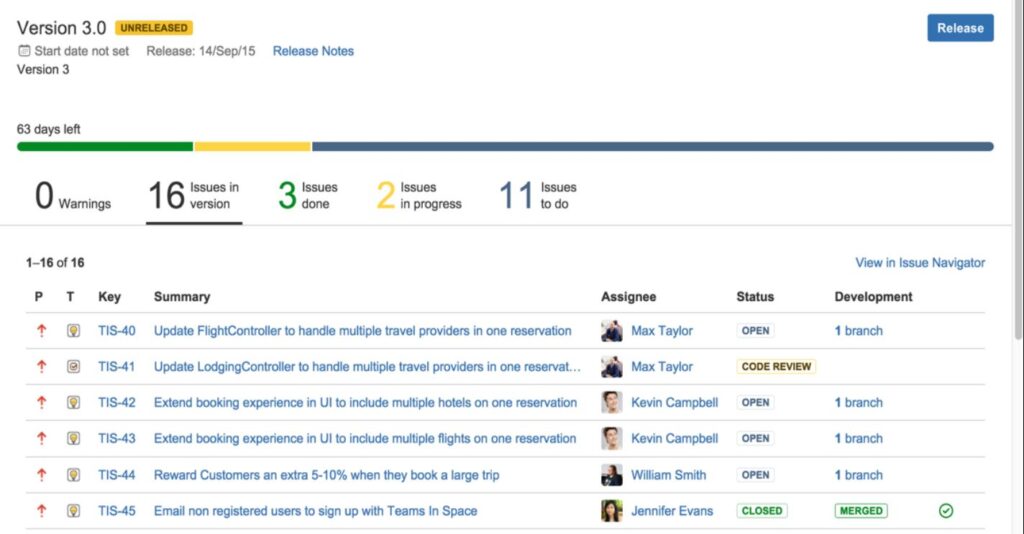 Jira version manage